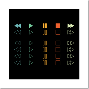 Repeated Music Player Buttons Retro Colors Posters and Art